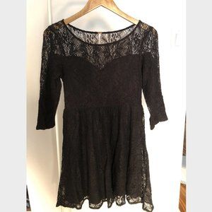 Free People Black Lace Skater Dress